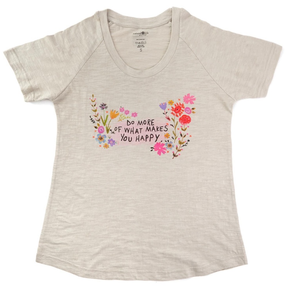 Natural Life Do What Makes You Happy Boho T-Shirt, Small
